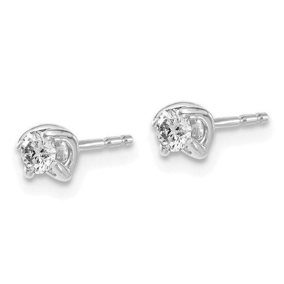 14k White Gold Diamond Post Earrings - Picture 4 of 4